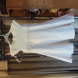 Lilax Cream embroidered and embossed formal dress. Flare bottom